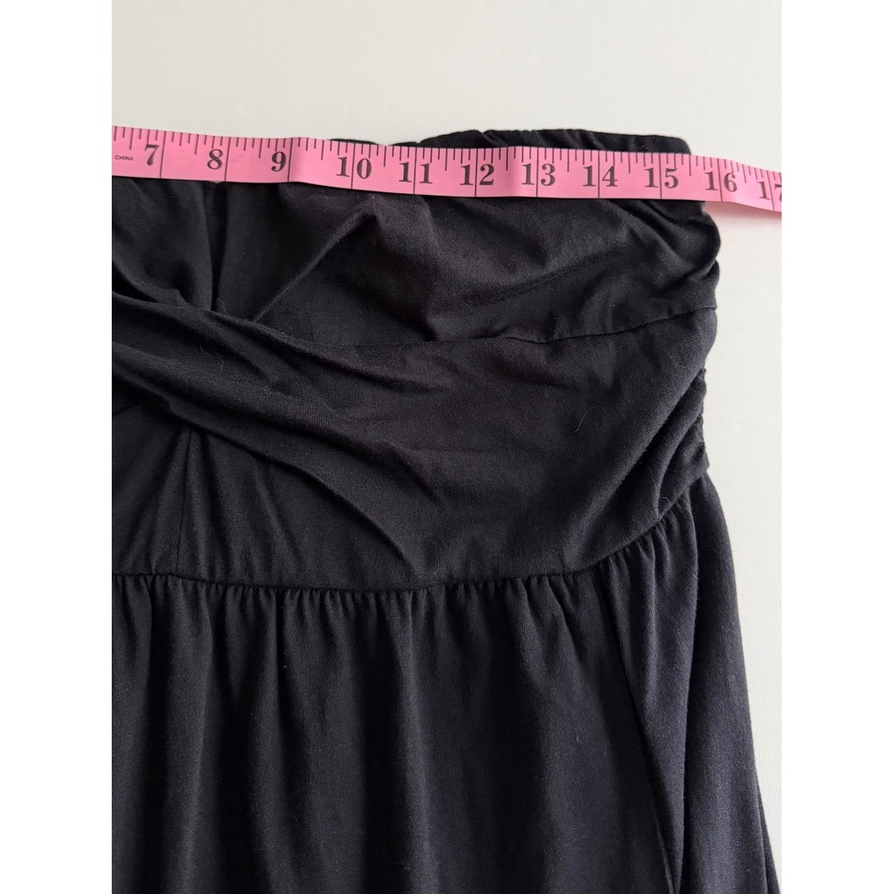 Garnet Hill Black Halter Maxi Dress Cotton Modal Twist Neck Pockets Womens Large - Picture 11 of 12